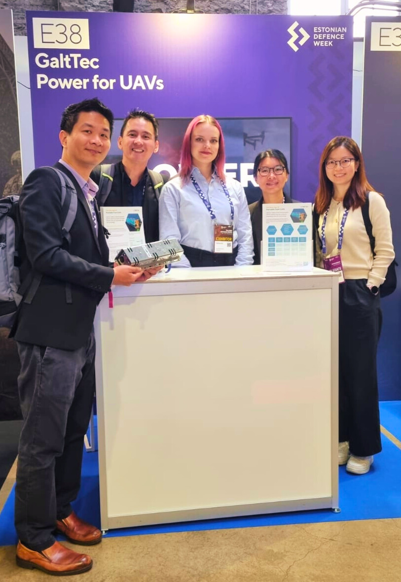 DSTA representatives with GaltTec cofounder Laura at Estonian Defence Week